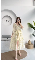 Forrest - Çiçek Detaylı Astarlı Elbise - Yeşil - 3039