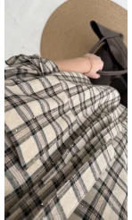 Fular Bağlamalı Taşlı Gömlek - Bej - Kod: 2180