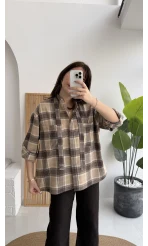 Fular Bağlamalı Taşlı Gömlek - Taş - Kod: 2180