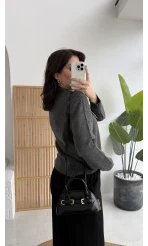 Fular Bağlamalı Uzun Kol Kazak - Antrasit