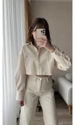 Gabardin Krem Gömlek Ceket