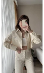 Gabardin Krem Gömlek Ceket