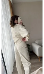 Gabardin Krem Pantolon