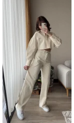 Gabardin Krem Pantolon