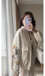 Gabardin Nakış Detay Ceket