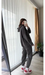Galia Kapüşonlu 3 İplik Eşofman Takımı Antrasit