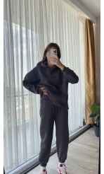 Galia Kapüşonlu 3 İplik Eşofman Takımı Antrasit