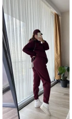 Galia Kapüşonlu 3 İplik Eşofman Takımı Bordo