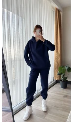 Galia Kapüşonlu 3 İplik Eşofman Takımı Lacivert