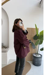 Gemma Kısa Trençkot - Bordo - Kod: 7556