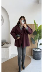 Gemma Kısa Trençkot - Bordo - Kod: 7556