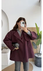 Gemma Kısa Trençkot - Bordo - Kod: 7556