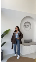 Gemma Kısa Trençkot - Kahve - Kod: 7556