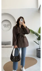 Gemma Kısa Trençkot - Kahve - Kod: 7556