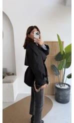 Gemma Kısa Trençkot - Siyah - Kod: 7556