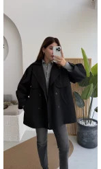 Gemma Kısa Trençkot - Siyah - Kod: 7556