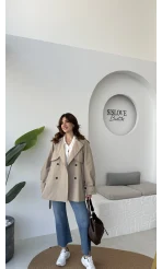 Gemma Kısa Trençkot - Vizon - Kod: 7556