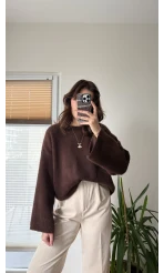 Geniş Kol Acı Kahve Yumoş Kazak