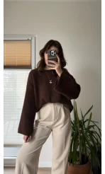 Geniş Kol Acı Kahve Yumoş Kazak