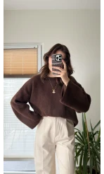 Geniş Kol Acı Kahve Yumoş Kazak