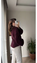 Geniş Kol Bordo Yumoş Kazak