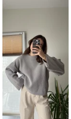 Geniş Kol Gri Yumoş Kazak