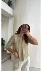 Geona Püskül Detay Bluz - Haki - Kod: 2319
