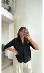 Geona Püskül Detay Bluz - Siyah - Kod: 2319