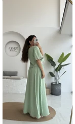 Georgia Nakışlı Müslin Etekli Takım - Mint - 8016