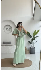 Georgia Nakışlı Müslin Etekli Takım - Mint - 8016