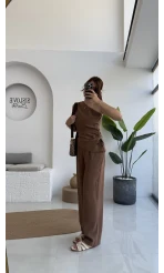 Gilda Tek Omuz Asimetrik Kesim Takım - Kahve