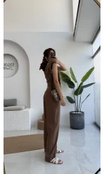 Gilda Tek Omuz Asimetrik Kesim Takım - Kahve