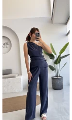 Gilda Tek Omuz Asimetrik Kesim Takım - Lacivert