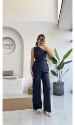 Gilda Tek Omuz Asimetrik Kesim Takım - Lacivert