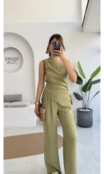 Gilda Tek Omuz Asimetrik Kesim Takım - Yeşil