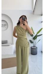 Gilda Tek Omuz Asimetrik Kesim Takım - Yeşil