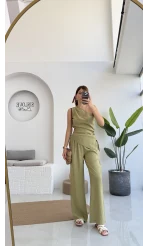 Gilda Tek Omuz Asimetrik Kesim Takım - Yeşil