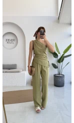 Gilda Tek Omuz Asimetrik Kesim Takım - Yeşil