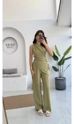 Gilda Tek Omuz Asimetrik Kesim Takım - Yeşil