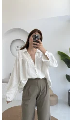 Gipe Detay Işıltı Gömlek - Gümüş - 2062