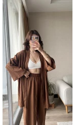 Gofre Kimona Takım Acı Kahve