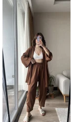 Gofre Kimona Takım Acı Kahve