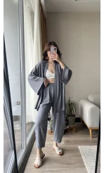 Gofre Kimona Takım Antrasit