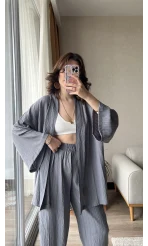 Gofre Kimona Takım Antrasit