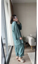 Gofre Kimona Takım Su Yeşili