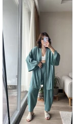 Gofre Kimona Takım Su Yeşili