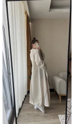 Gofre Kumaş Kimono Krem