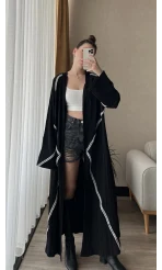 Gofre Kumaş Kimono Siyah