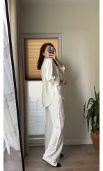 Gofre Kumaş Krem Rengi Takım