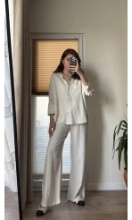 Gofre Kumaş Krem Rengi Takım